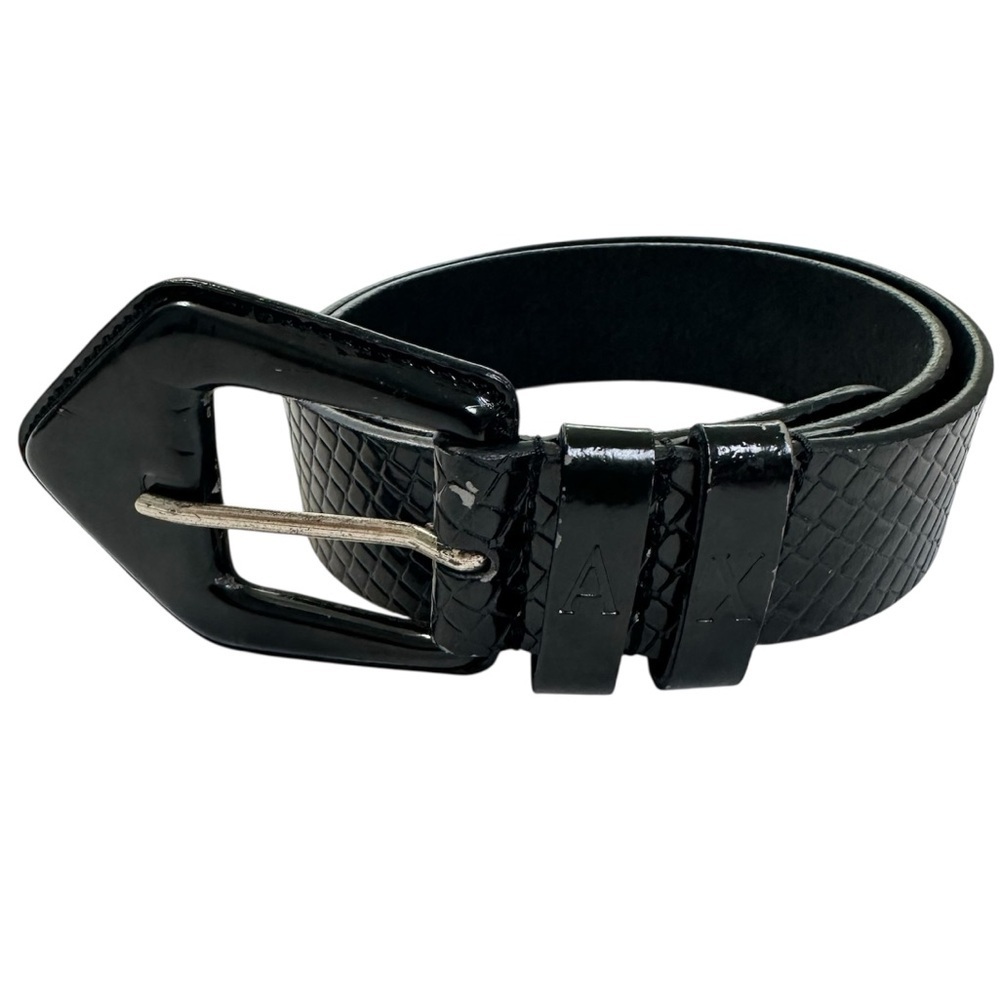 A/X Armani Exchange 100% Leather Glossy Black Belt Size S